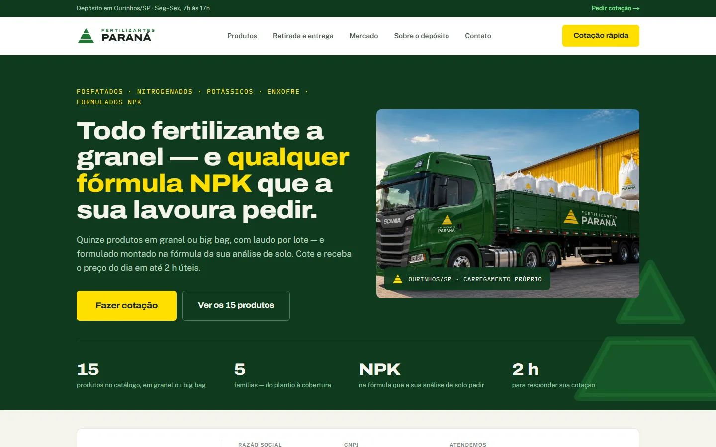 Tela do Fertilizantes Paraná